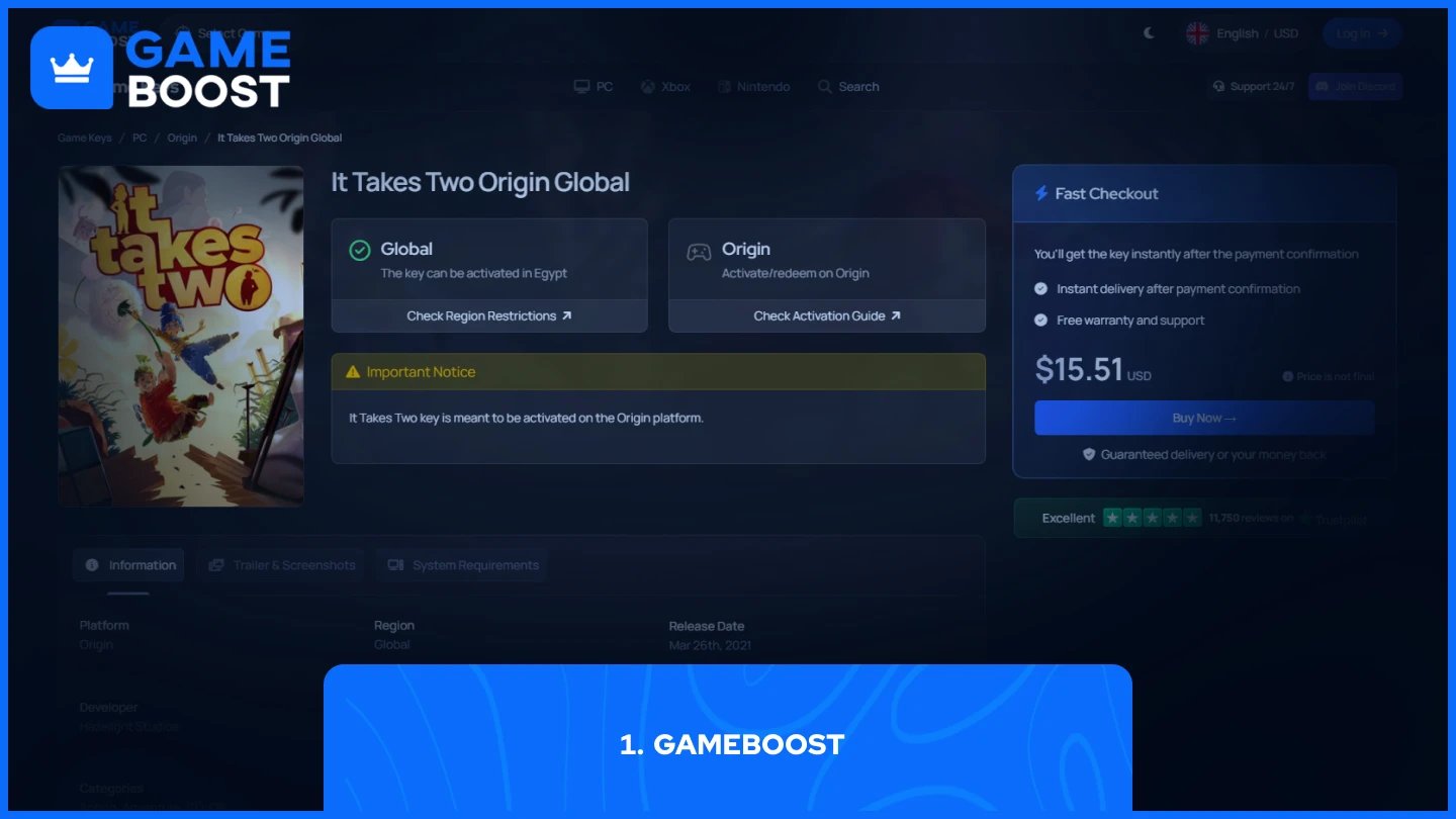 gameboost it takes two pagina prodotto