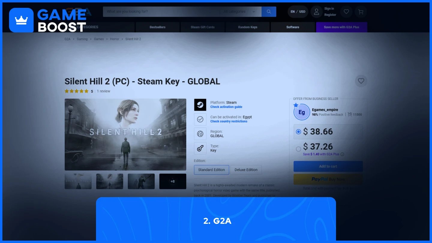 g2a silent hill 2 产品页面