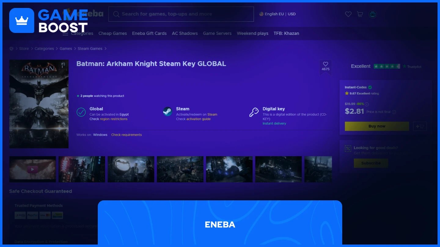 eneba batman arkham knight product page