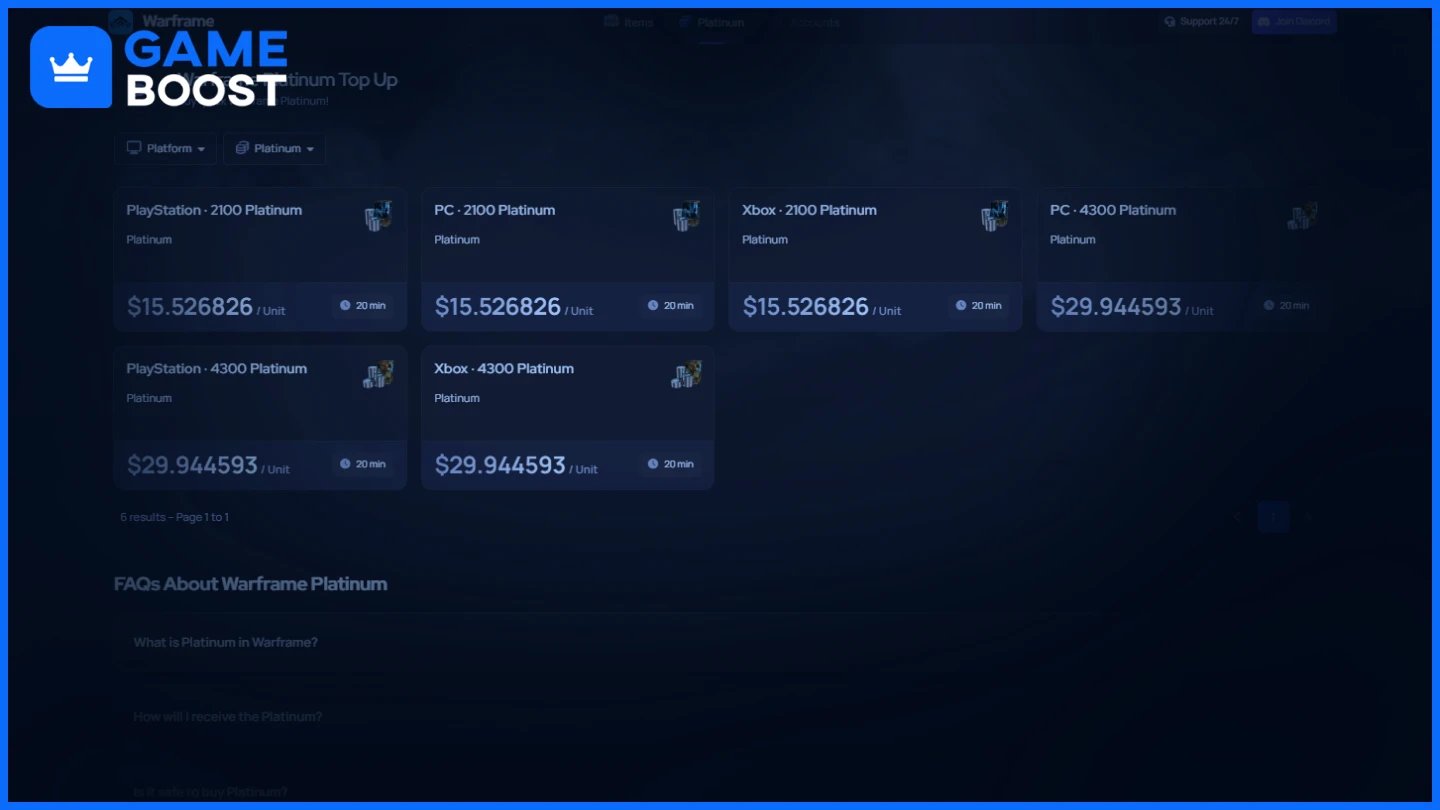 gameboost warframe platinum 