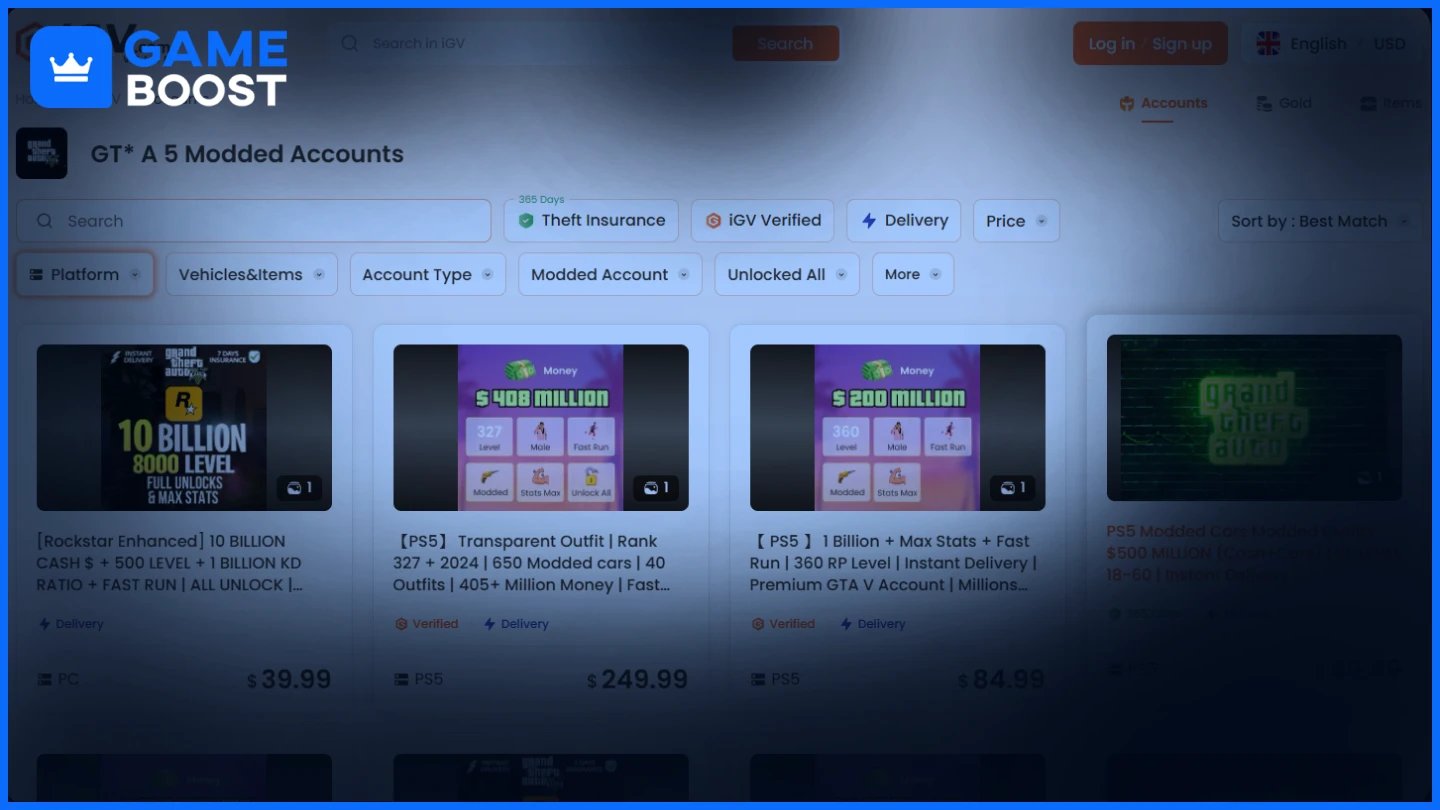 igv gta 5 modded accounts