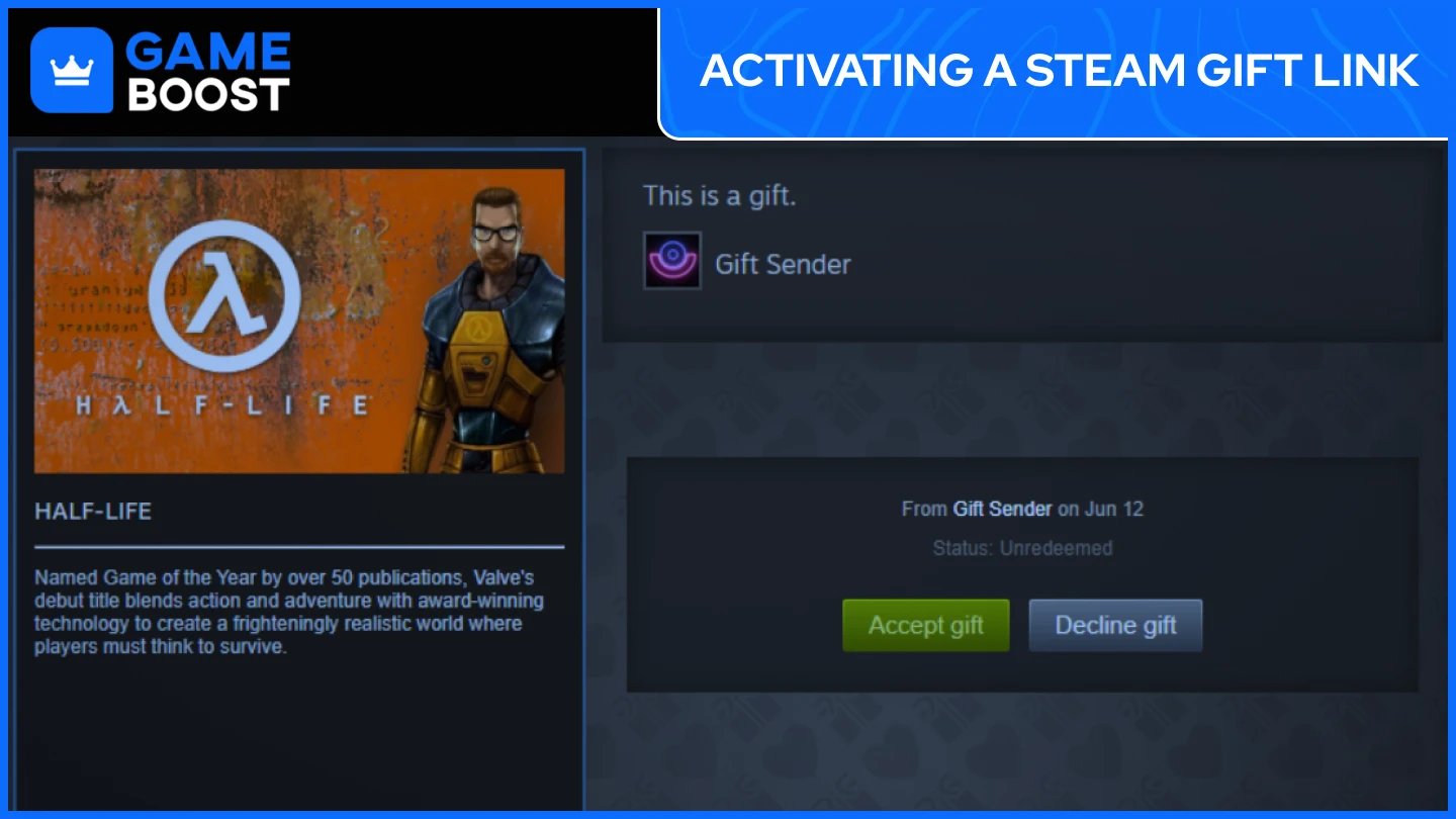 accepting steam gift link