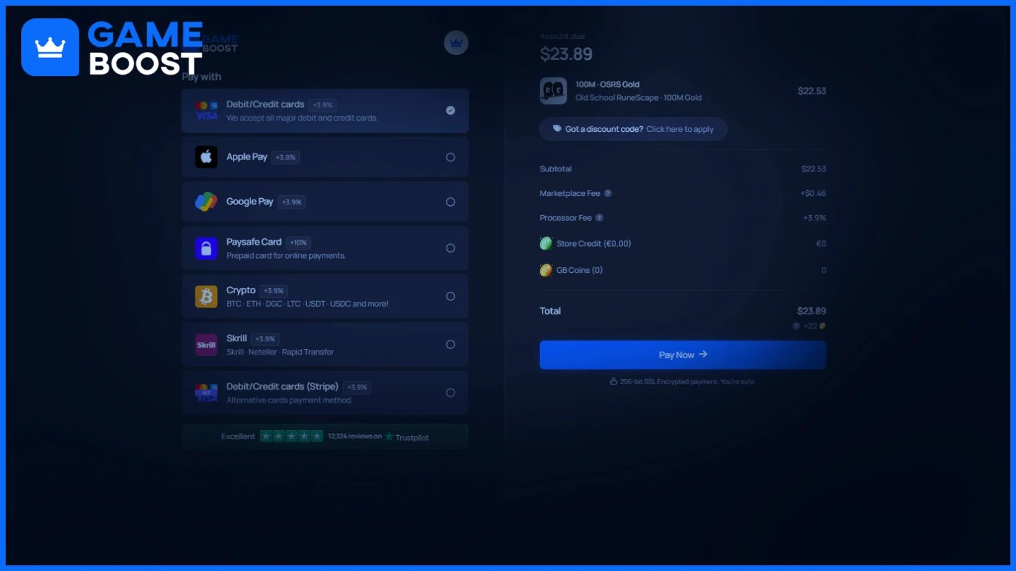 gameboost osrs gold payment