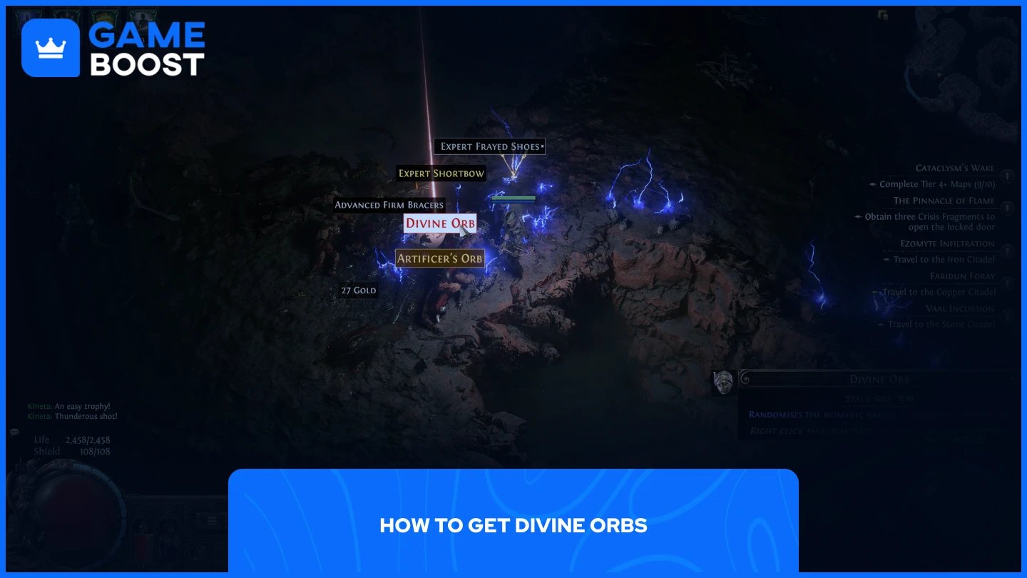 a picture for a divine orb on the ground with a player standing next to it