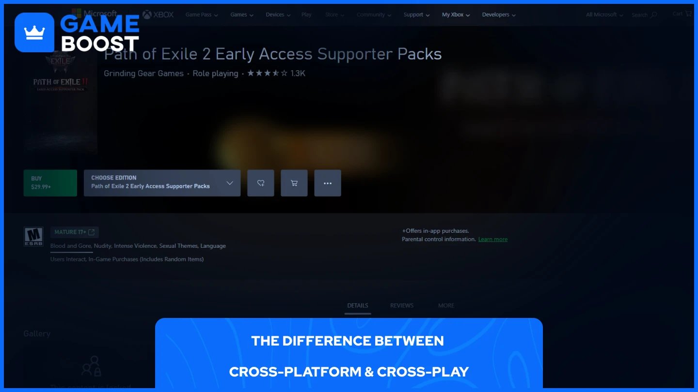 Path of Exile 2 Этап раннего доступа, пакеты поддерживающих, страница Xbox