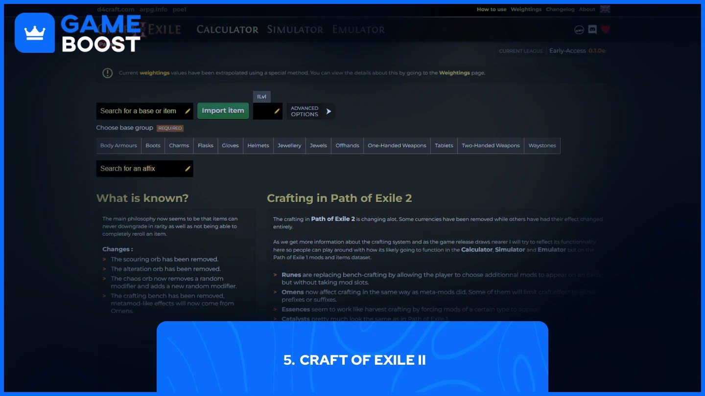 изображение сайта Craft of Exile II