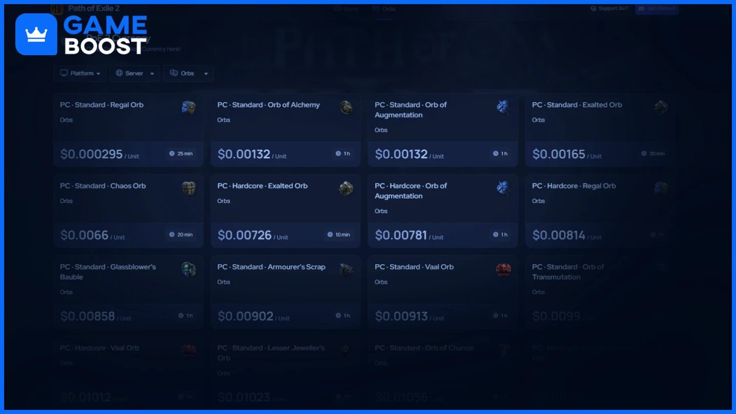 gameboost poe 2 währung