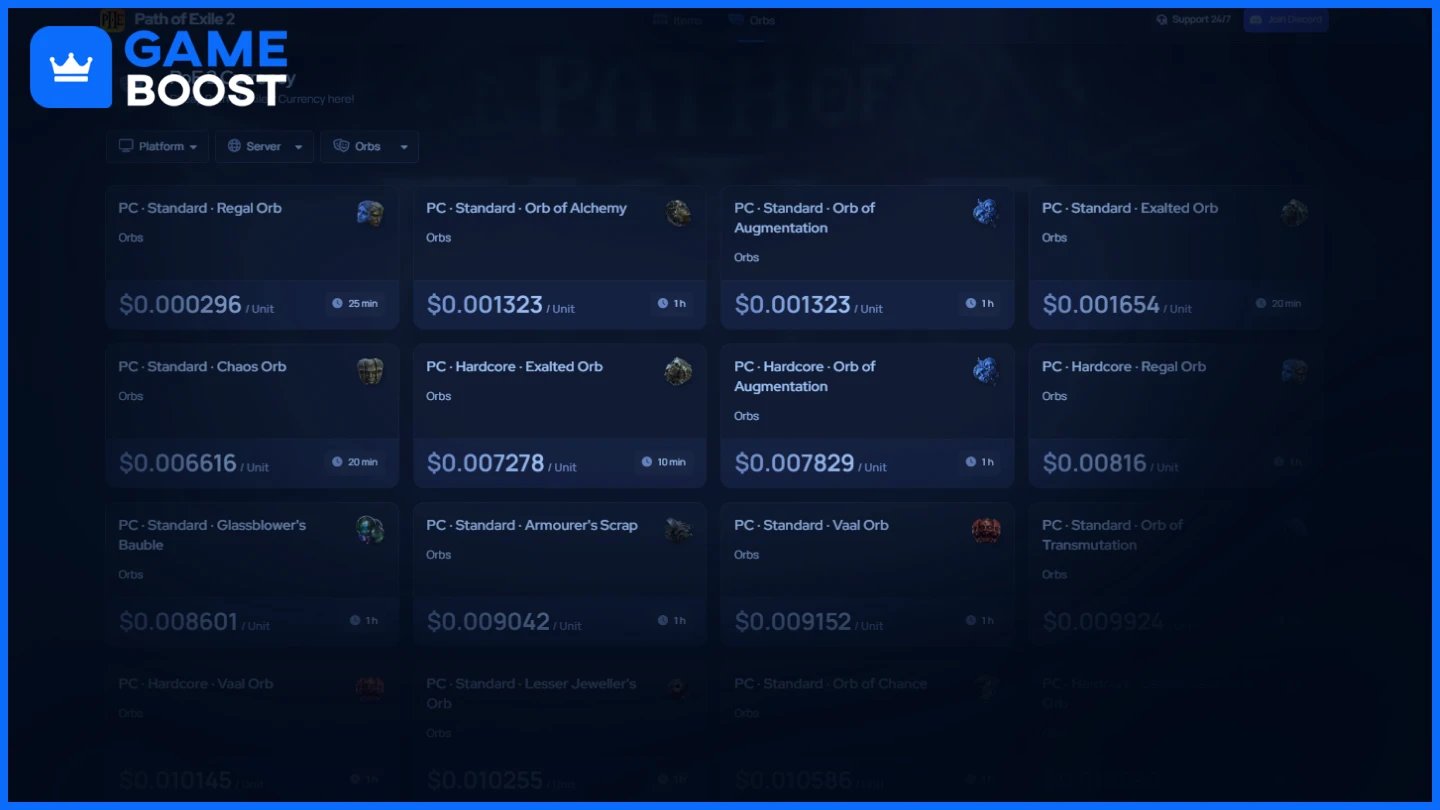 gameboost poe 2 currency
