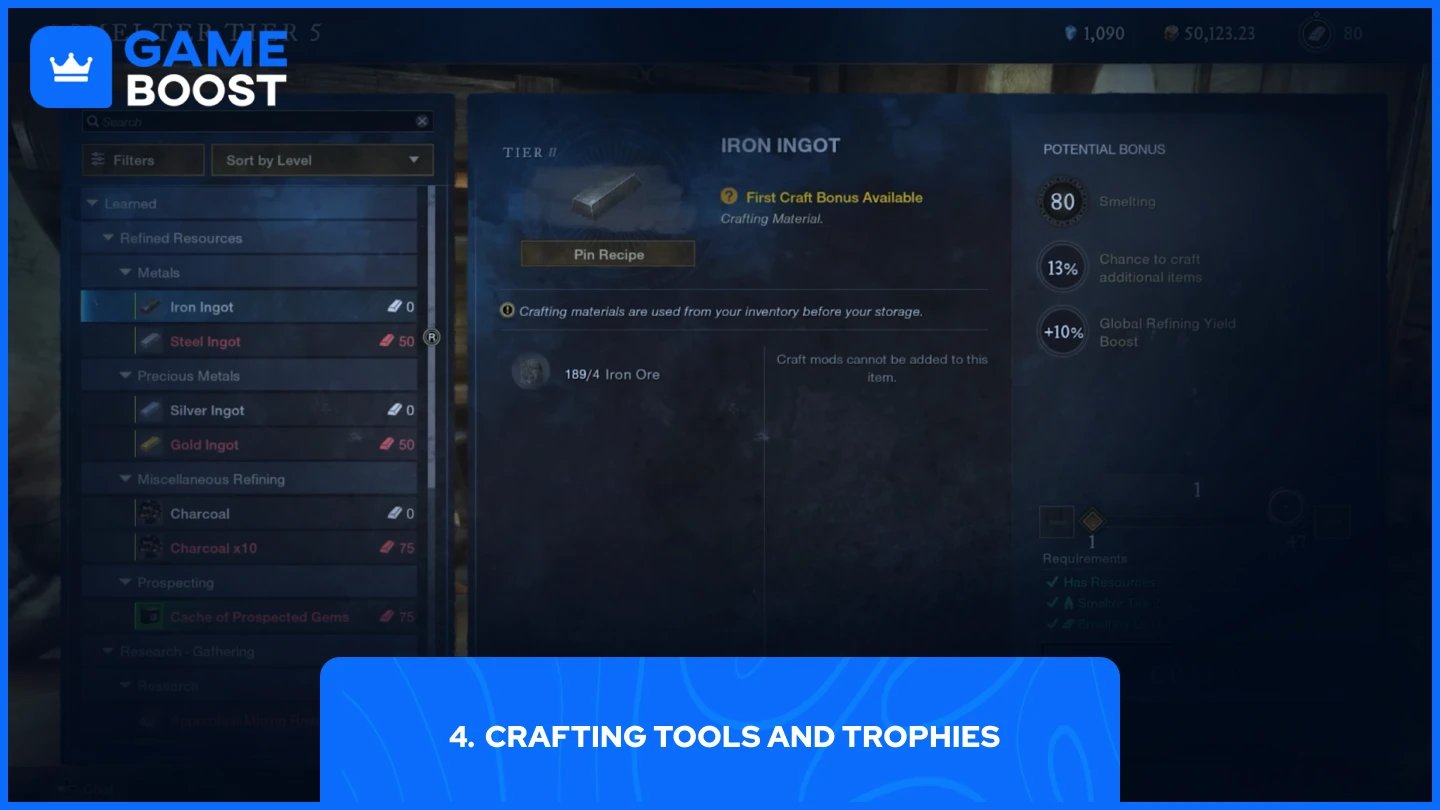 iron ingot crafting page new world