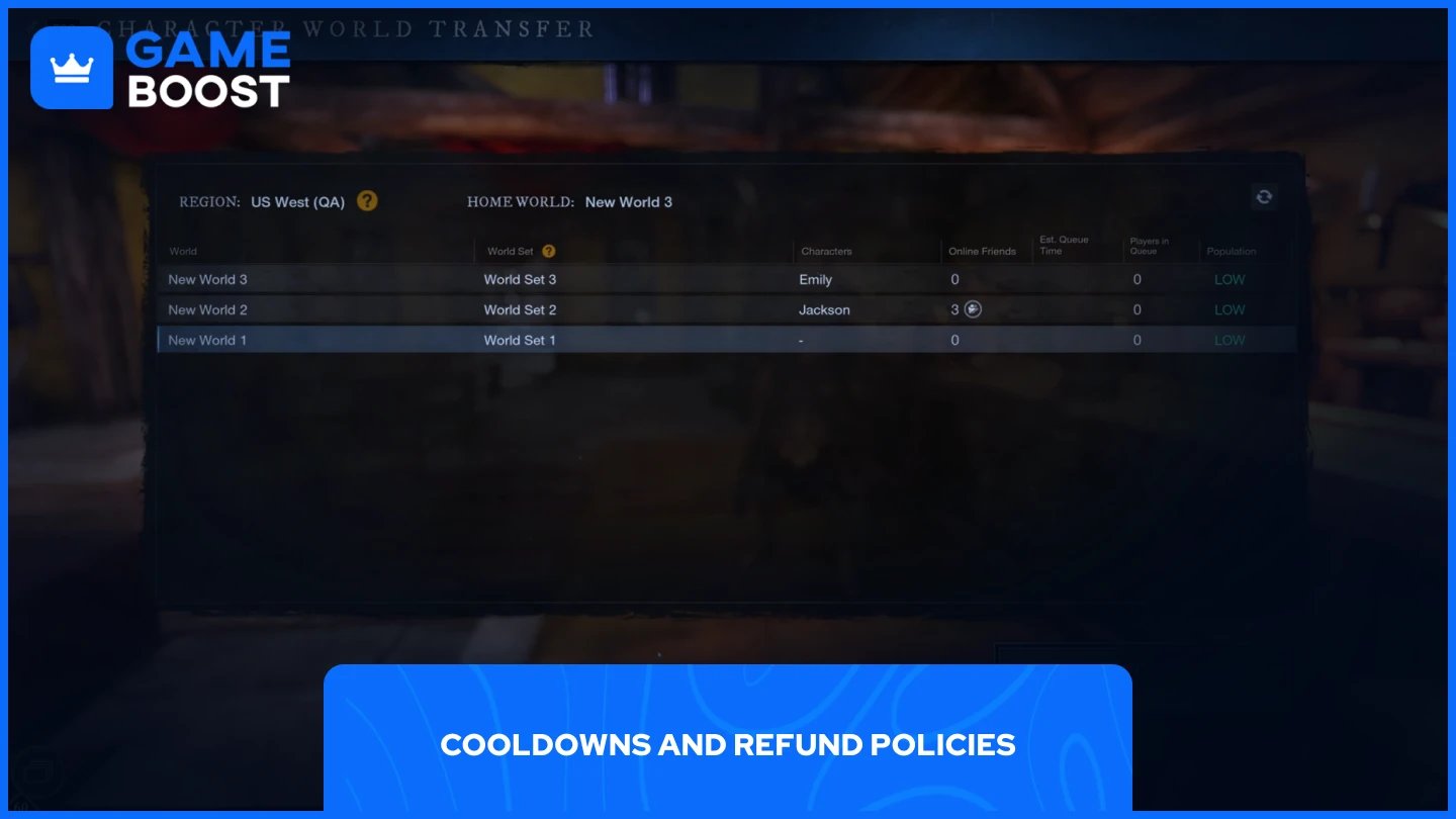 a picture of multiple servers in new world