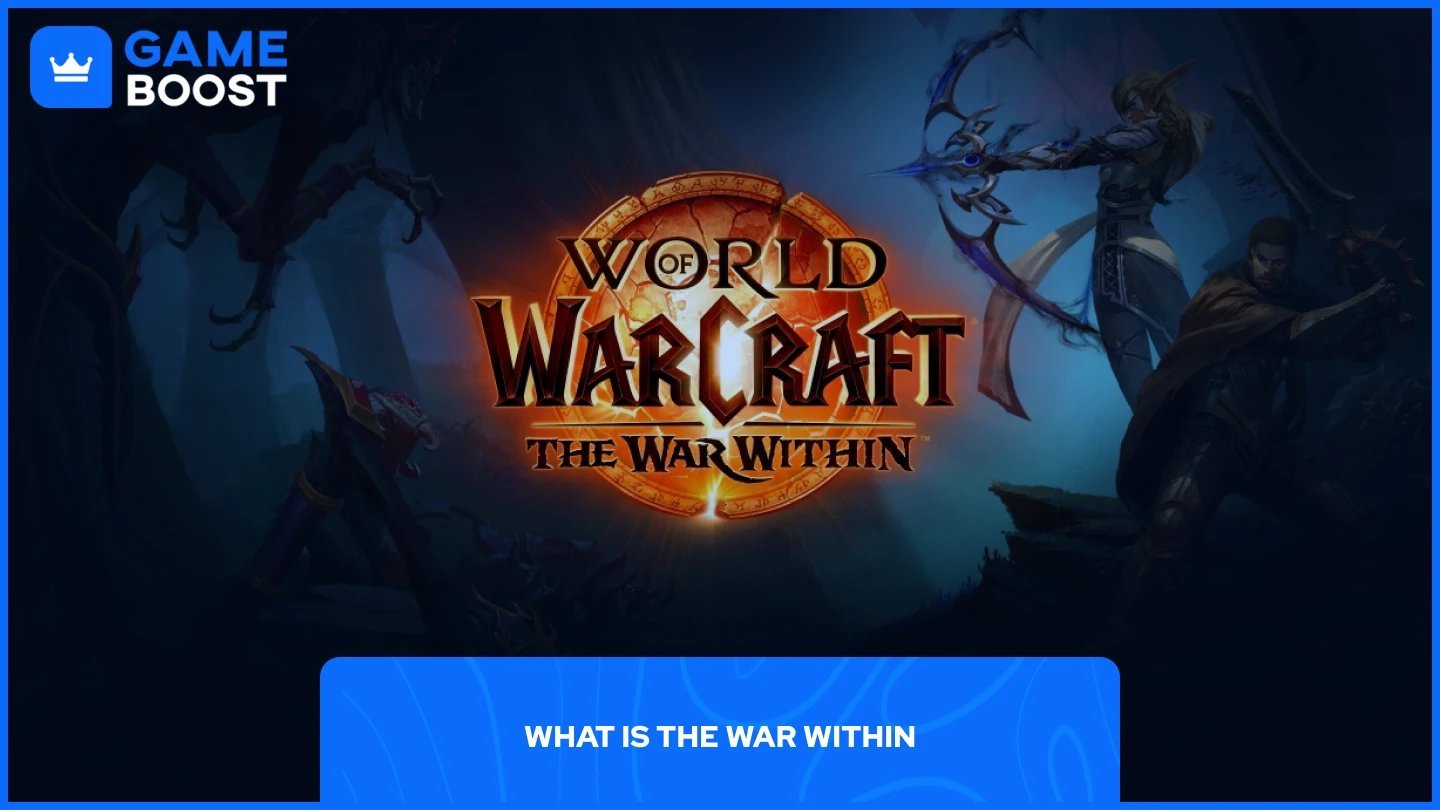 et bilde av to spillere med wow the war within-logoen i sentrum