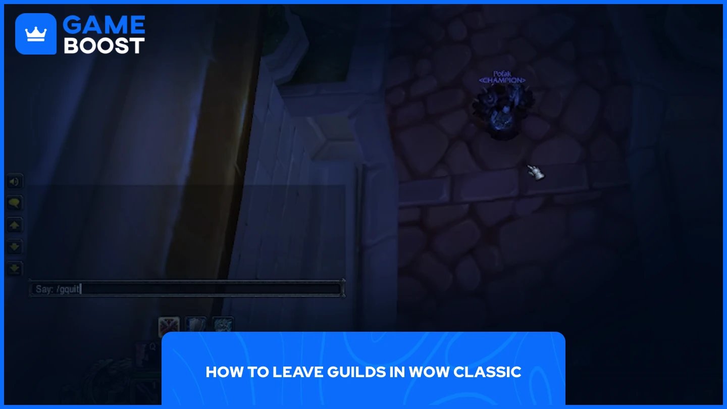 une image d'un joueur entrant la commande de quitter la guilde dans wow classic