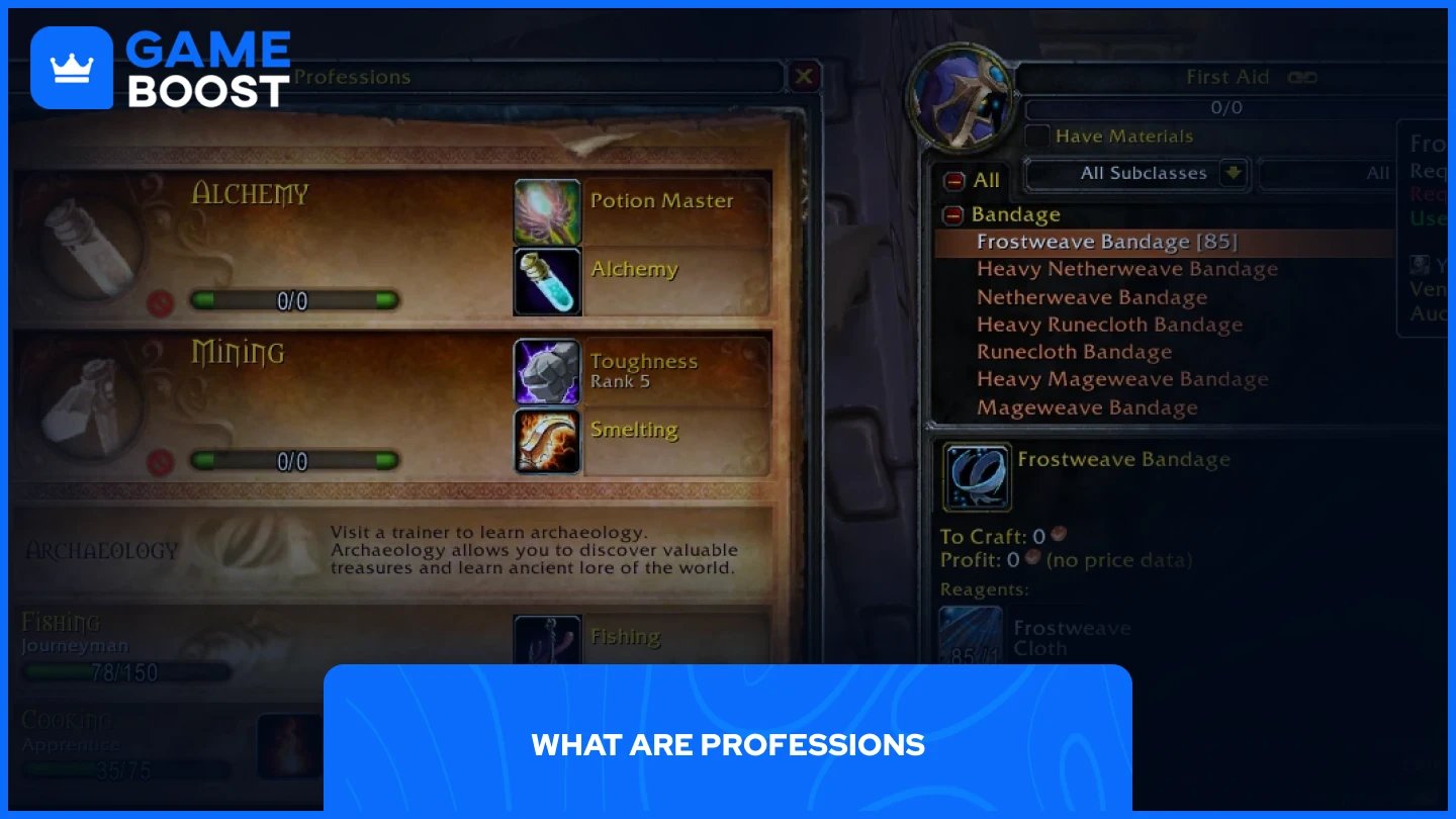 une image des professions d’alchimie et de minage dans wow classic