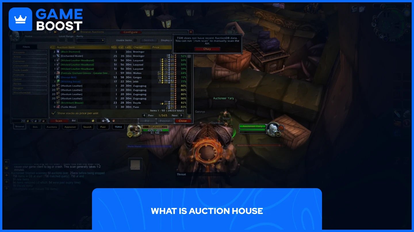 a picture of a player using the auction house in wow classic