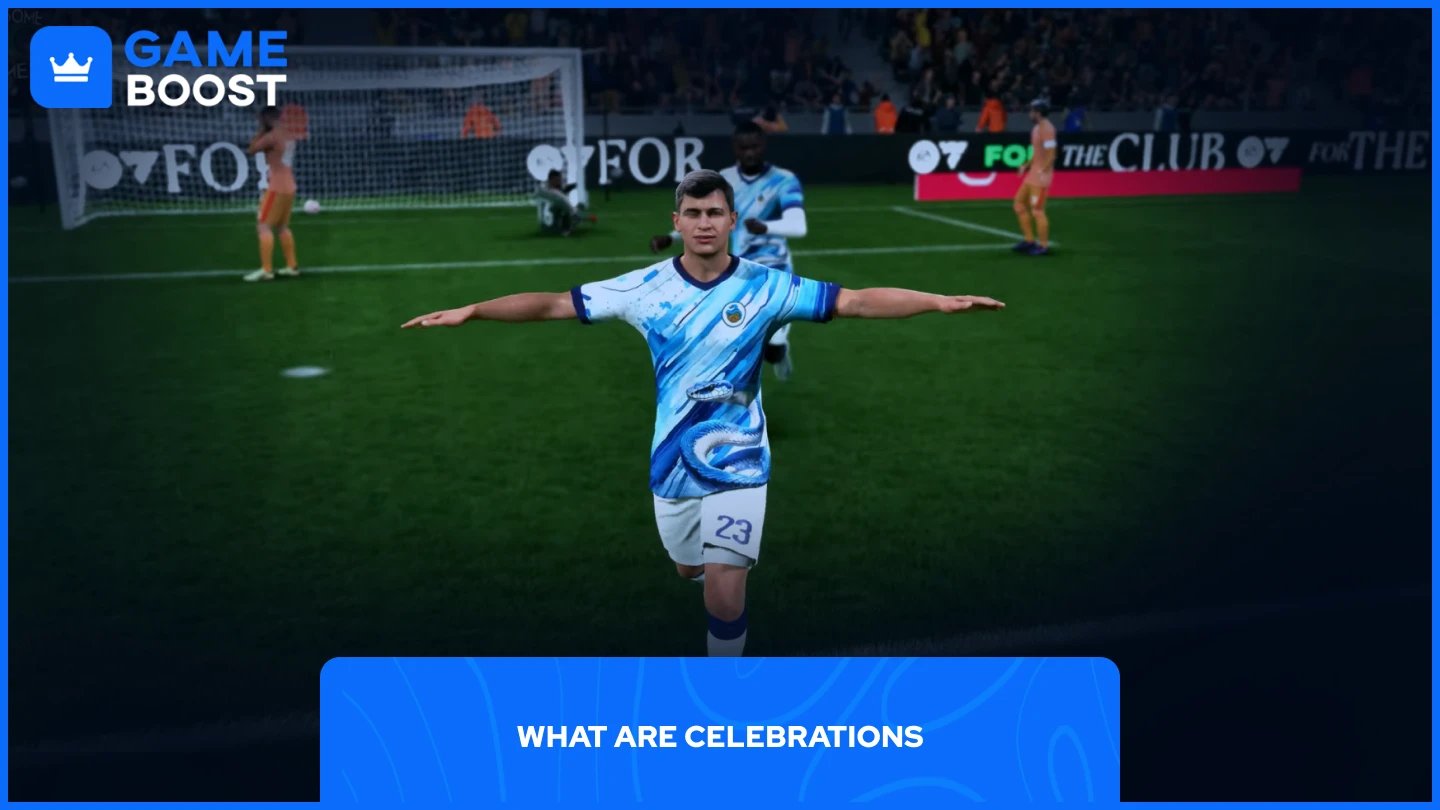 a picture of a player doing a celebration after scoring a goal in fc 25