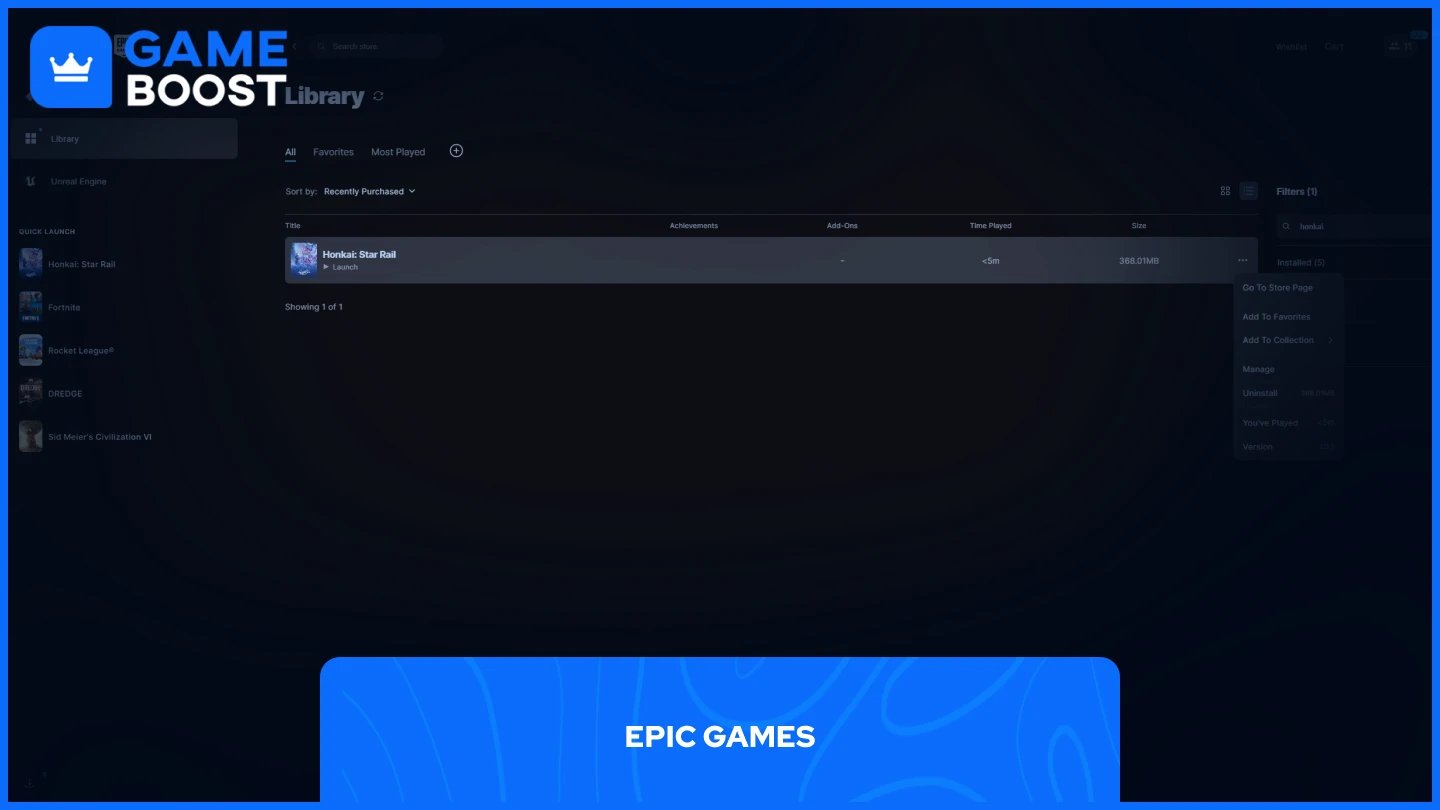 honkai star rail'in epic games kütüphanesindeki bir resmi