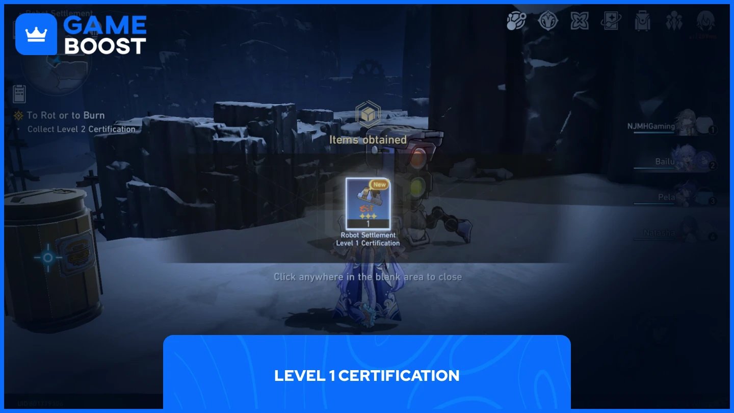 une image de l'item de certification de niveau 1 dans HSR