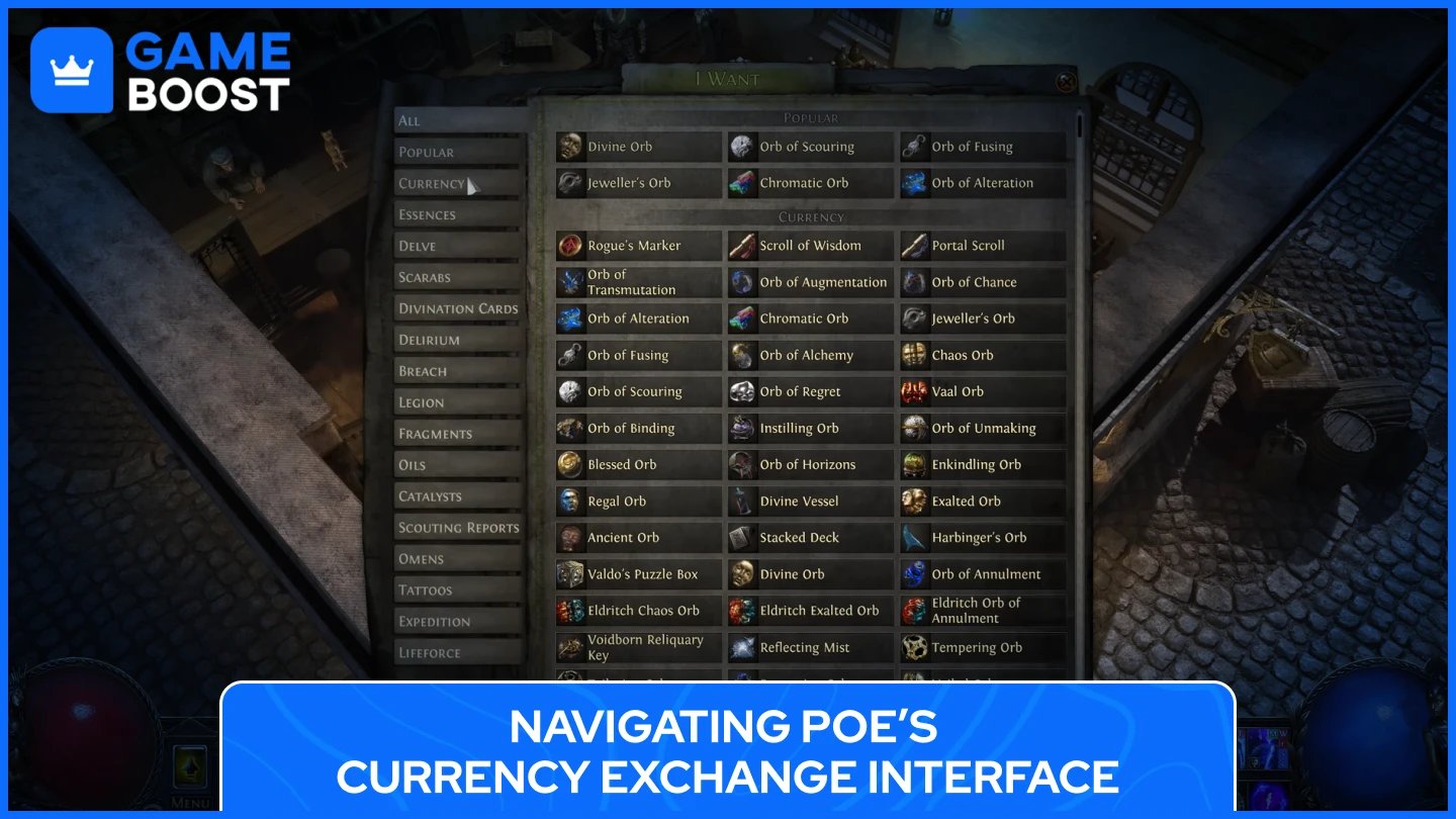 currency exchange interface poe