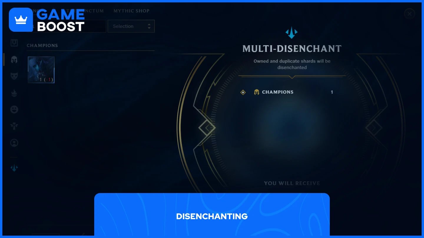 et bilde av League of Legends sitt multi disenchant-system
