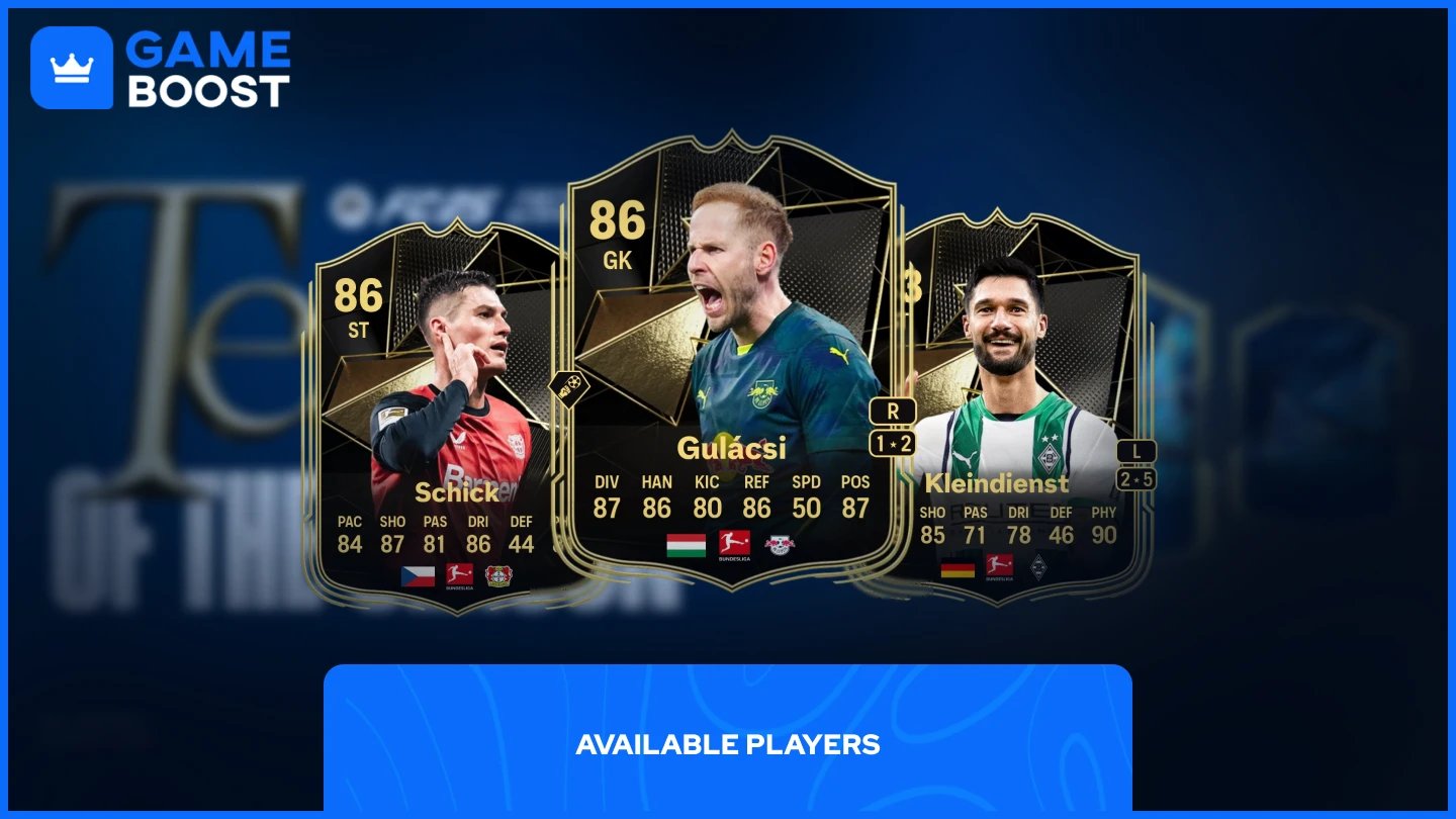 a picture of multiple players with totw cards