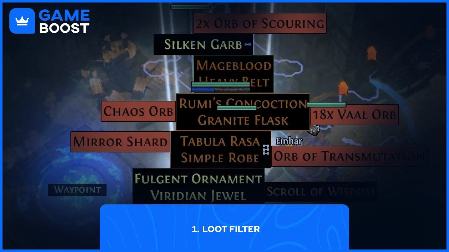 una imagen del filtro de botín en path of exile