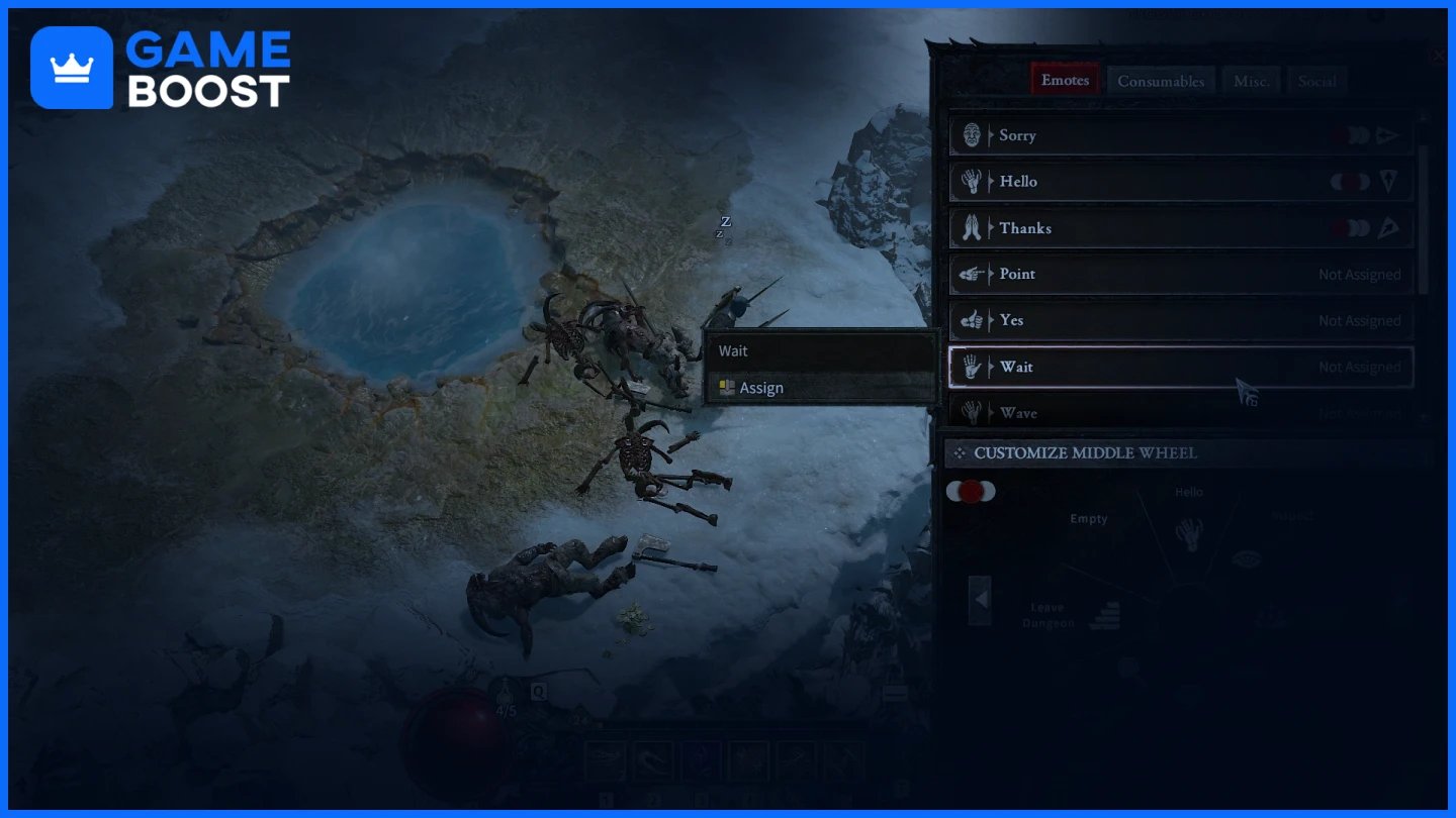 diablo 4 bekleme emote özelleştirmesi