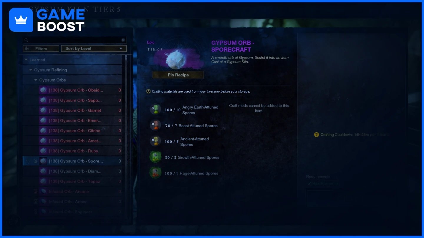 new world gypsum orb crafting