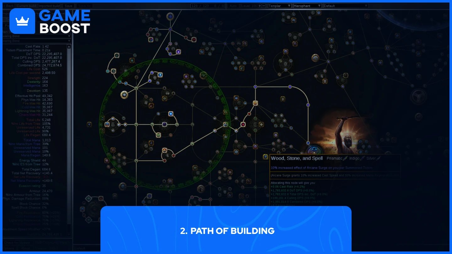 una imagen de path of building para poe