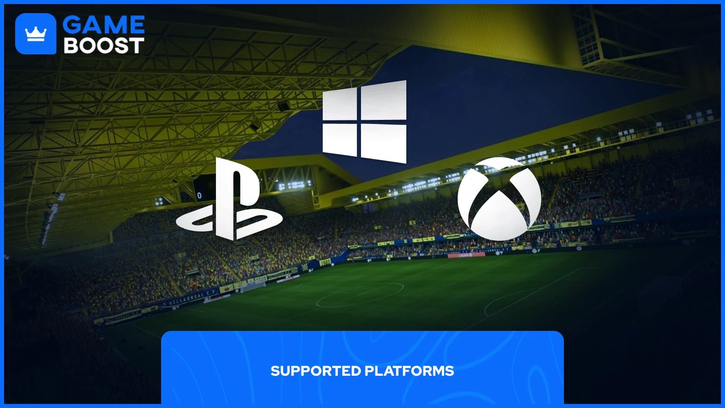et billede af et FC stadion med flere platformes logoer