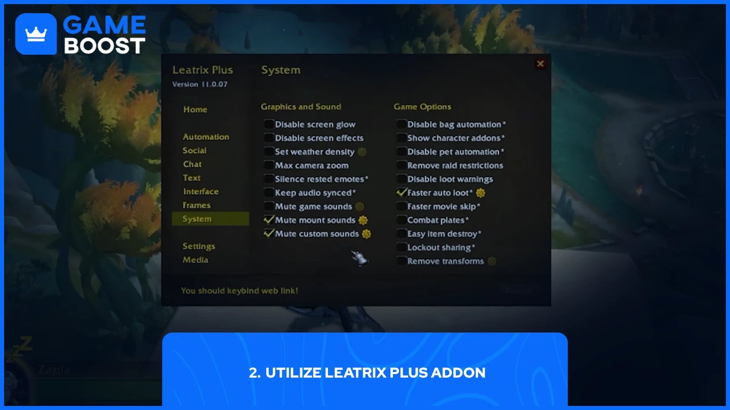 a picture of Leatrix Plus Addon in wow classic