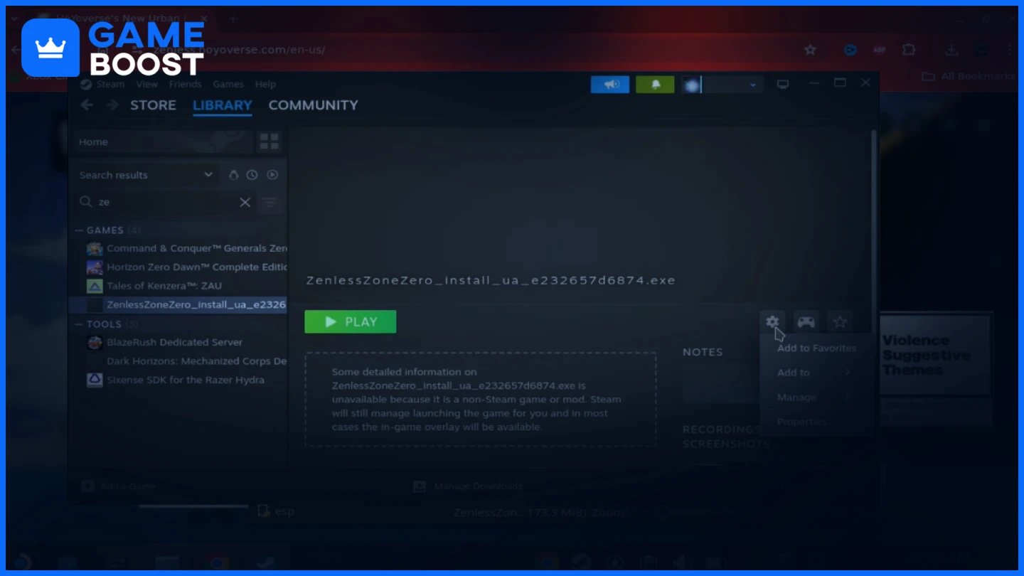 una imagen de Zenless Zone Zero como un juego no steam