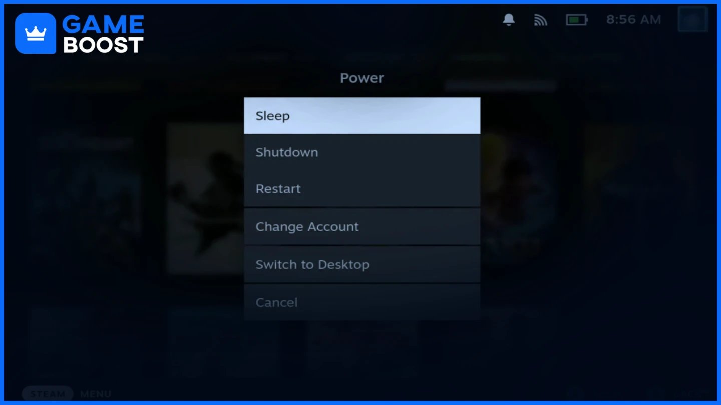 una imagen de las opciones de energía del steam deck