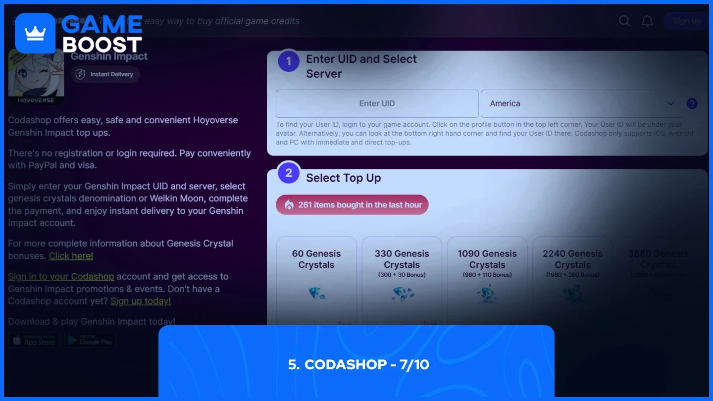 codashop Genesis Crystals page