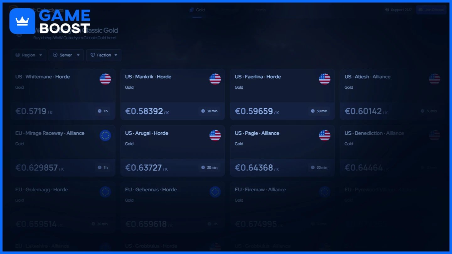 gameboost cataclysm gold