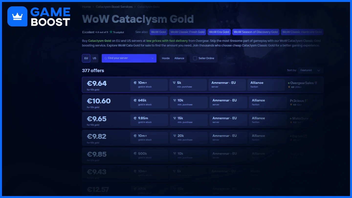 overgear cataclysm gold
