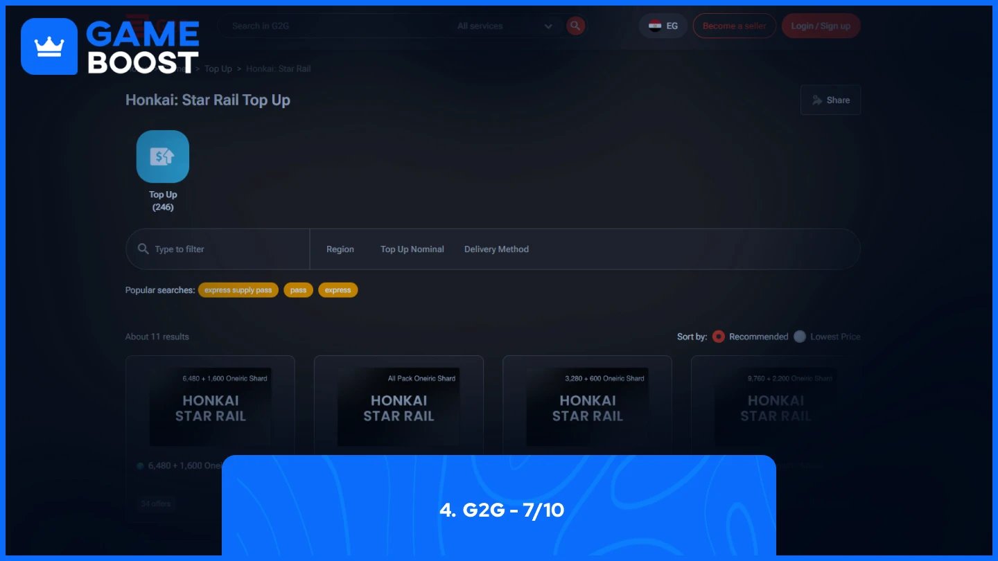 pagina de top up g2g honkai star rail