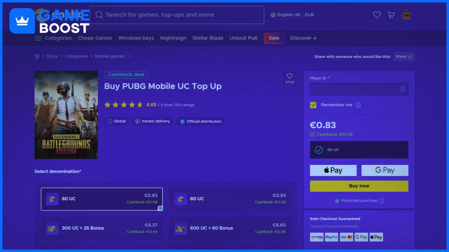 eneba pubg mobile uc