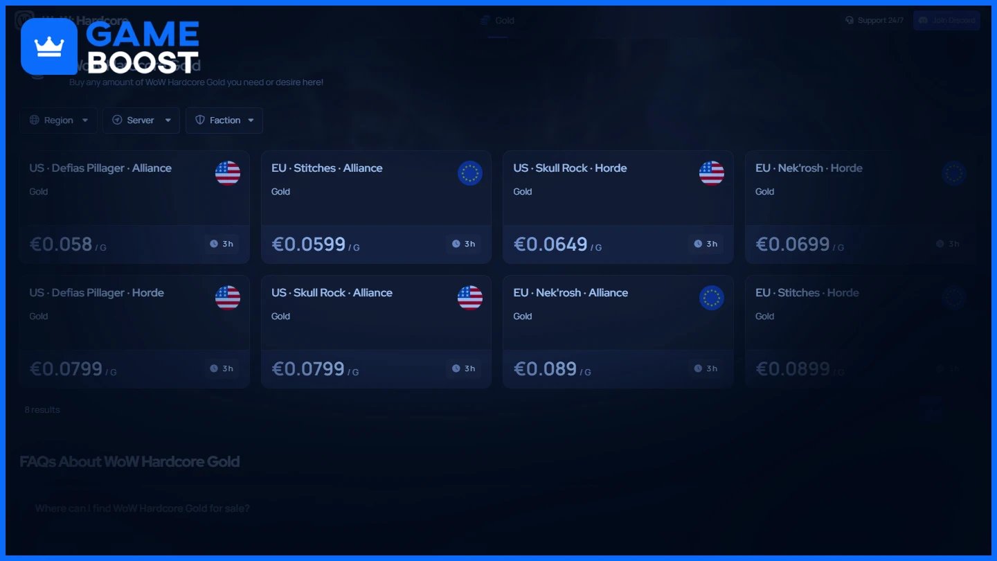 gameboost wow hardcore gold