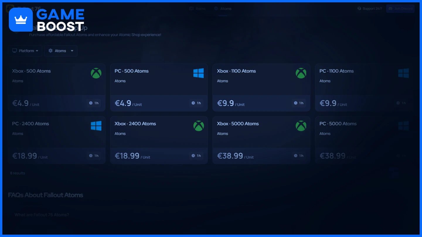 gameboost fallout 76 atoms