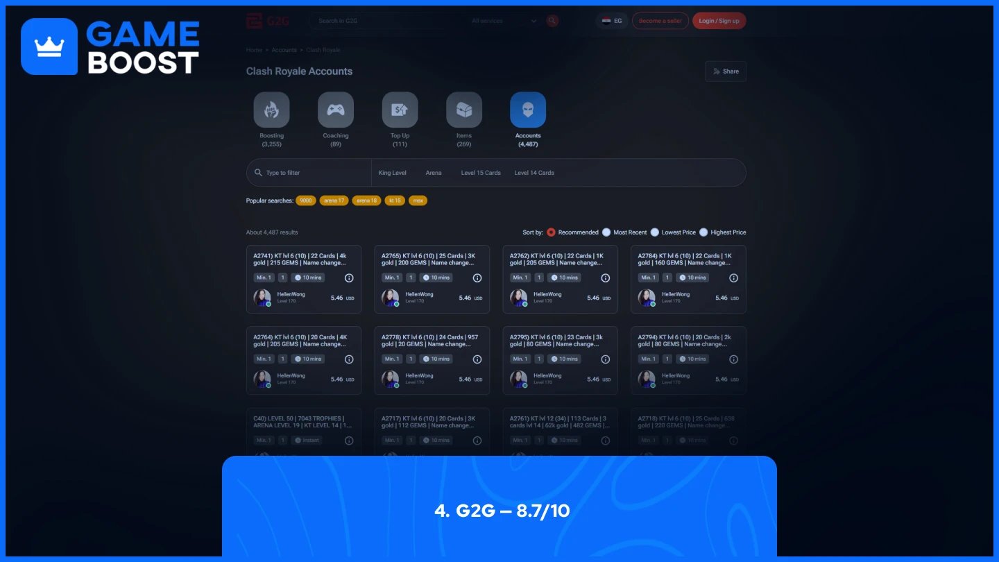 g2g clash royale accounts page