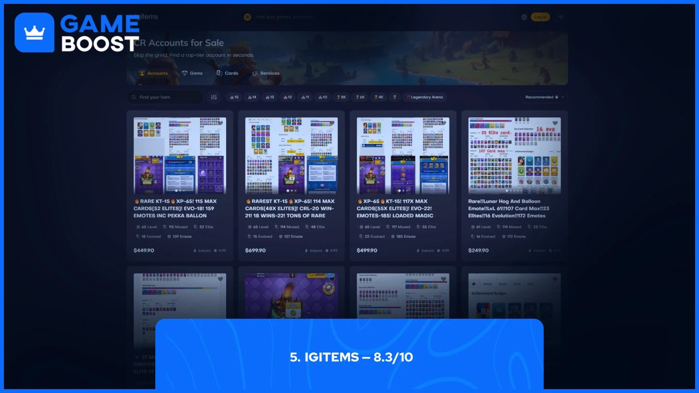igitems clash royale accounts page