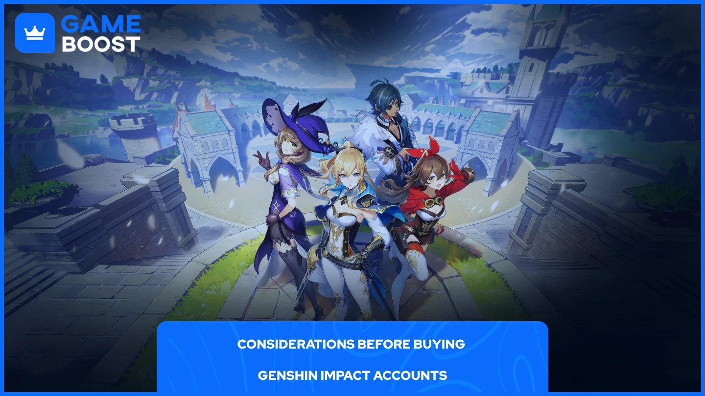 uma imagem de vários personagens de Genshin Impact na cidade