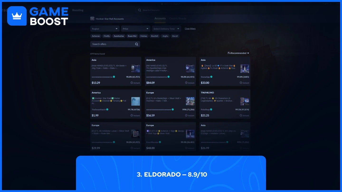 eldorado honkai star rail accounts page