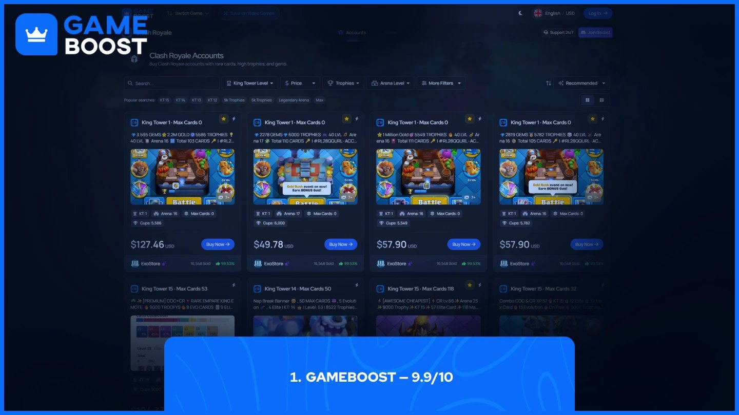 gameboost clash royale accounts page