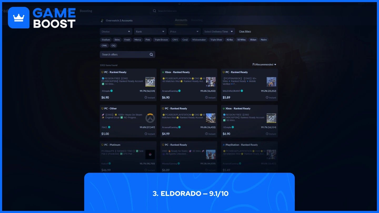 eldorado overwatch 2 accounts page