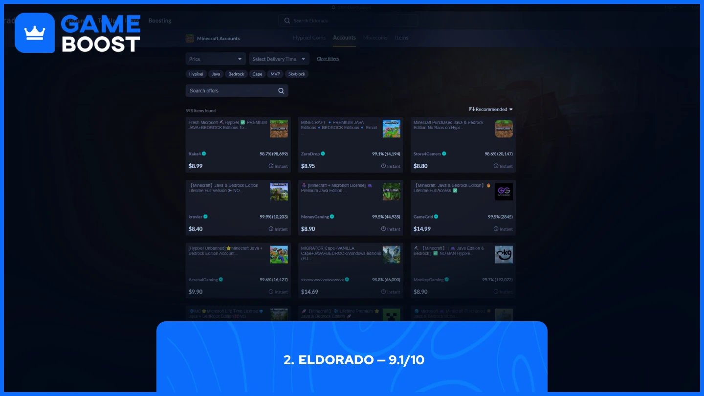 eldorado minecraft accounts page