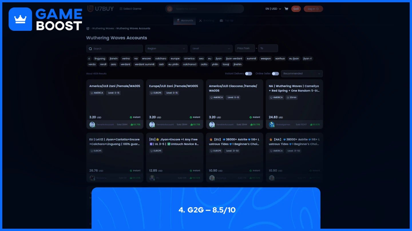 g2g wuthering waves accounts page