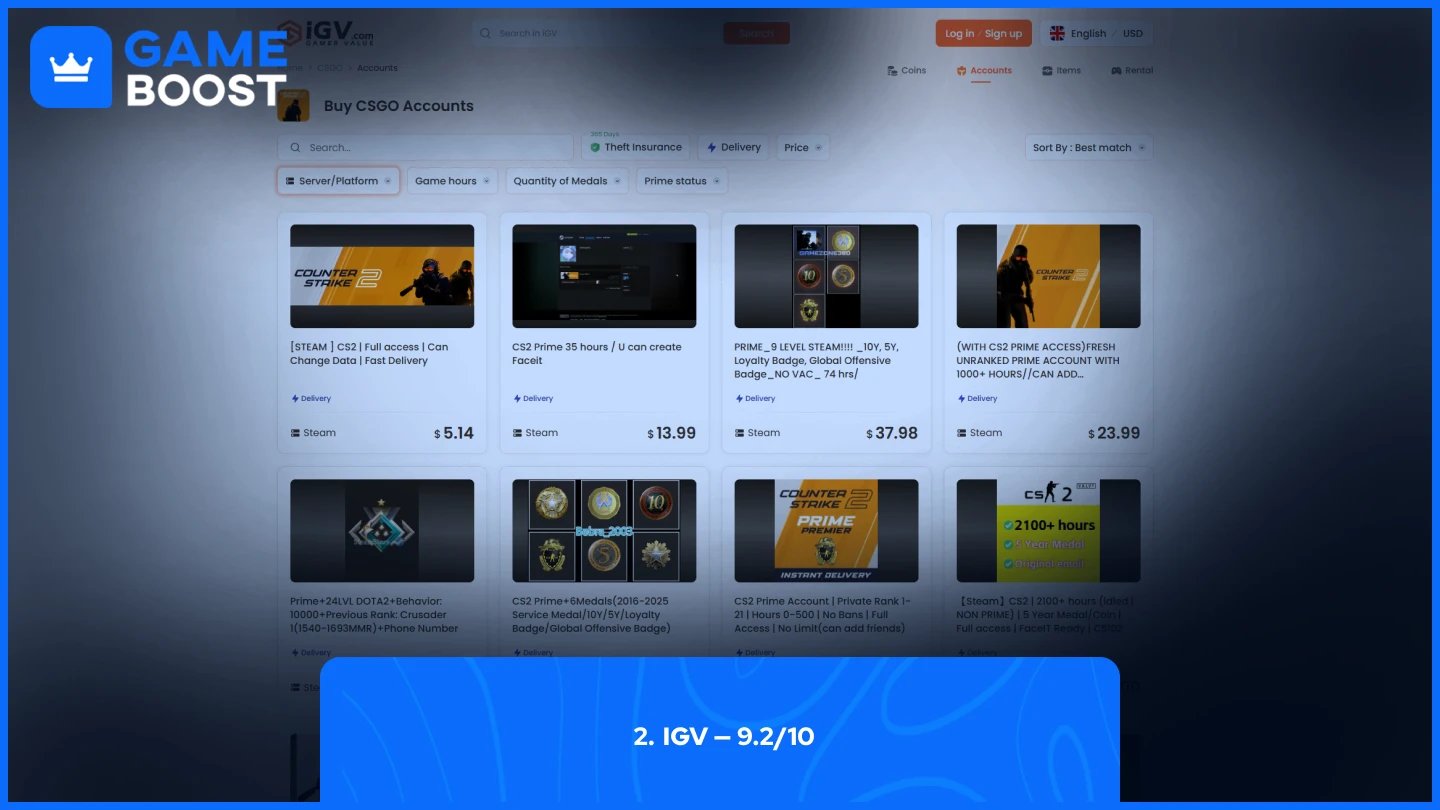 igv cs2 accounts page