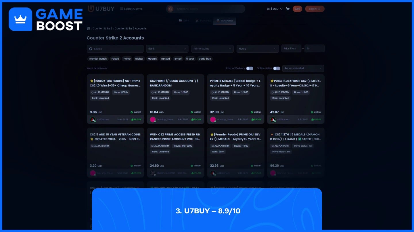 u7buy cs2 accounts page