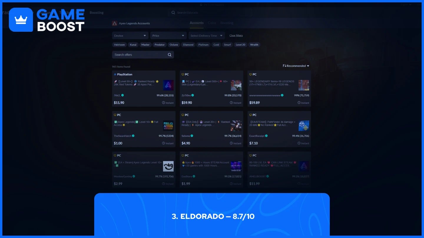 eldorado apex legends accounts page